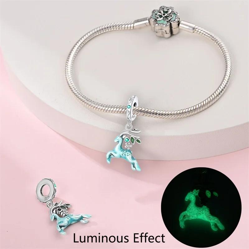 Charm Bead Charms Authentic copper Plated Blue Deer Pendant Bead Charms Compatible With Bracelets Diy Fine Gift Women Delicate Jewellery Accessory