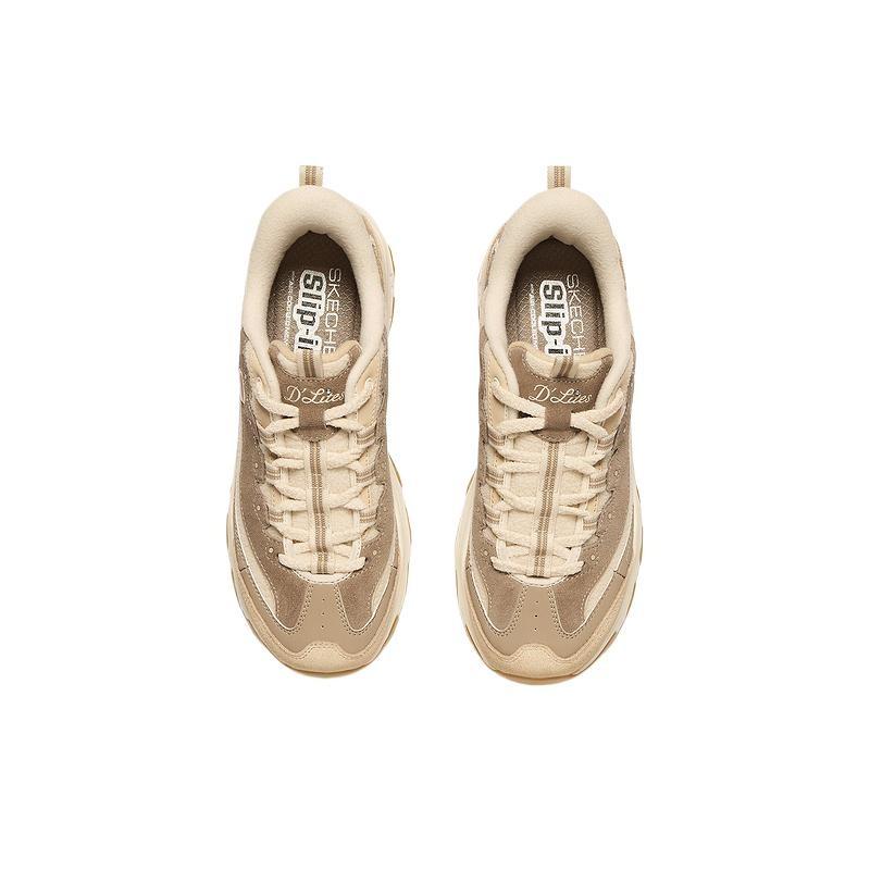 Skechers D'LITES Women Color Block Leather Fit Chunky Sneakers 150558-NTBR
