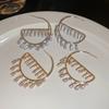 Zirconia Tassel Drop Earrings Hollow Out Geometric Inverted E-shaped Pendant Earrings Ladies Fashion Exaggerated Punk Jewelry K