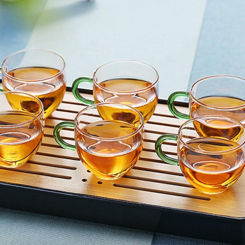 6 PCS / Coffee Cup High Borosilicate High Temperature Resistant Glass Small Cup Thickened Heat Resis