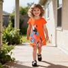 Girls' Summer Knitted Cotton Skirt Children's Cartoon Print Princess Dress