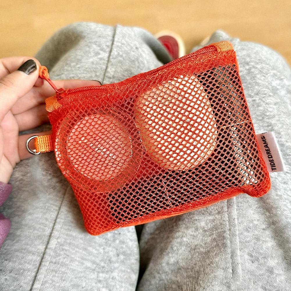 Dual-Layer Mesh Storage Bags Portable Travel Makeup Bag with Zipper Mini Toiletries Cosmetics Organizer Simple Stationery Bag