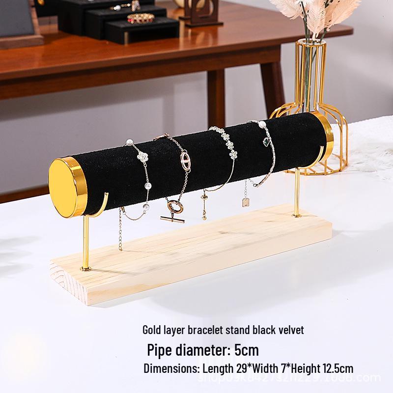 Solid Wood Suede Jewelry Rack and Bracelet Display Stand