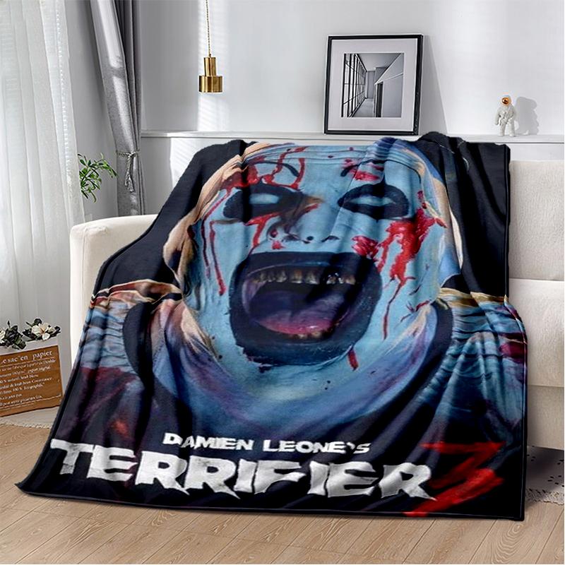 2026 New Style Terrifier 3 Horror Clown Movie Cartoon Soft Blankets,Throw Blanket Comfortable Blanket for Picnic Beds Sofa Home