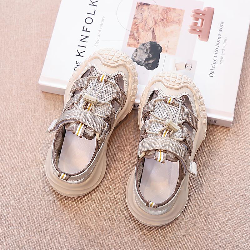 Children Sandals Mesh Breathable Girls Beach Shoes Casual Toes Capped 2025 Summer New Kids Sports Sandals Non-slip Hollowed-out