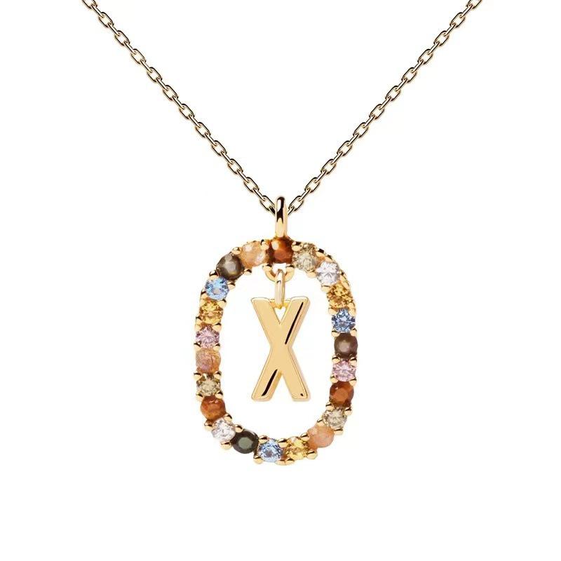 European & American Spanish Zircon Alphabet Necklace - Stylish Clavicle Chain Pendant