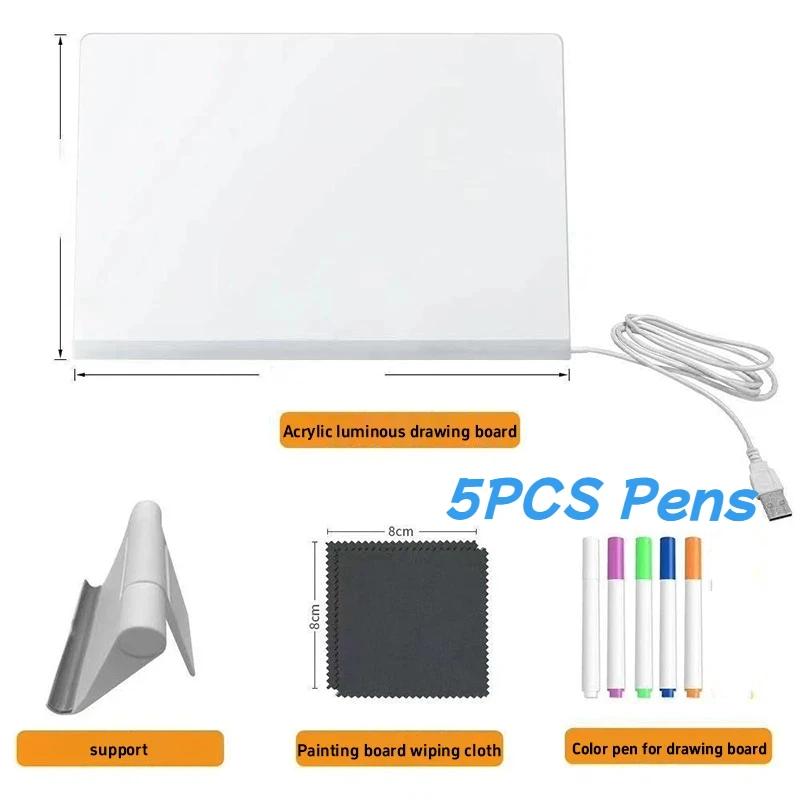 Magic Glow Kids Drawing Tablet Drawing Board Reusable LCD Tablet Erasable Light-up Doodle Pad Fun Educational Toy Menu Board