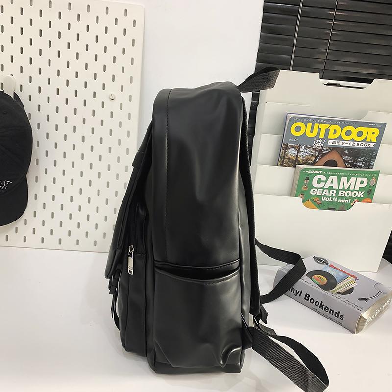 Men's Large Capacity PU Backpack Student Schoolbag Sports Computer Bag