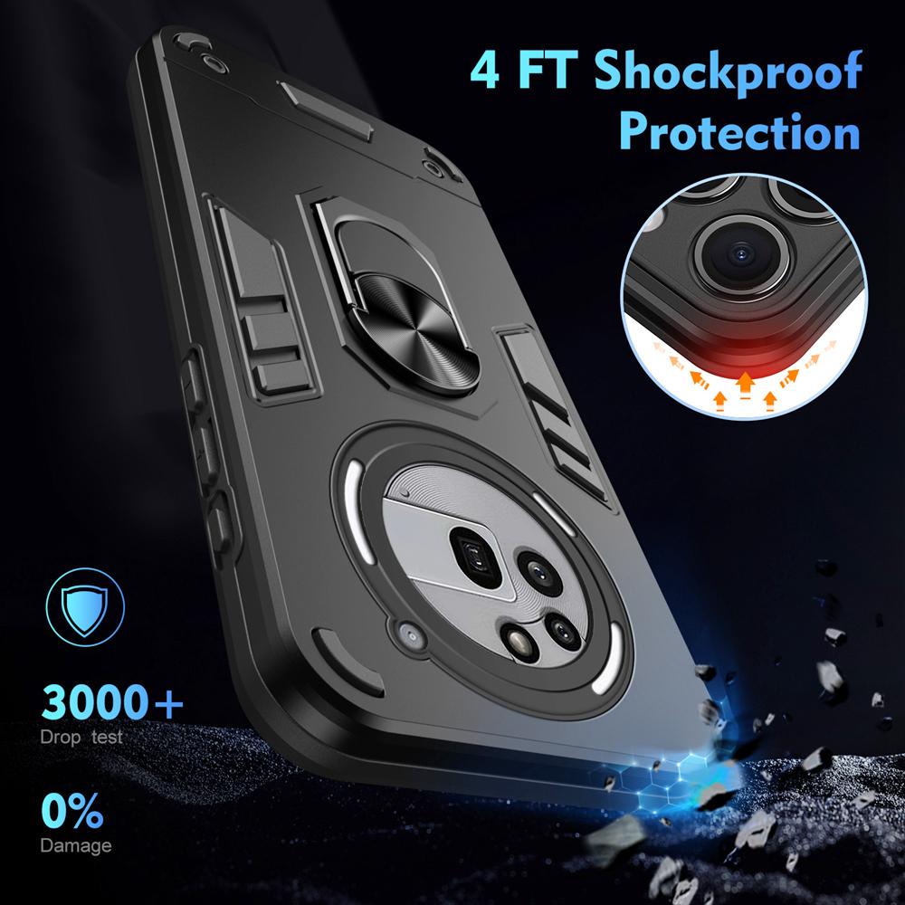 KEYSION Stoßfestes Panzergehäuse für Nothing Phone 3A Pro, weiches Silikon + PC-Ringständer, Telefonrückseite für Nothing Phone 3A Pro