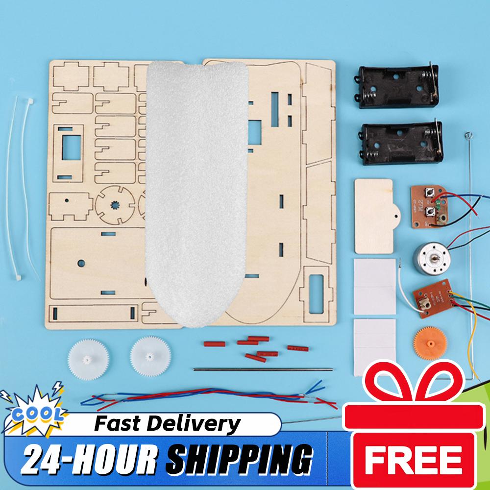 Kids DIY Remote Control Paddle Wheel Ship Model Kids Students Science Experiments Kit Science Invention Experiment Material Toys