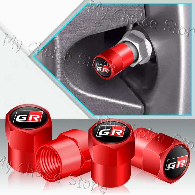 4Pcs/Set GR Sport Logo Car Styling Wheel Tire Valve Air Caps Stem Dustproof Cover For Toyota GR Gazoo Racing Sport Prius Camry