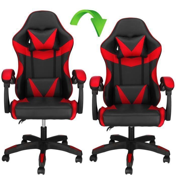Springos® Fauteuil De Gaming Ergonomique - Pivotant Et Réglable Avec Appui-Tête, Coussin Lombaire Et Repose-Pieds, Chaise De Bureau