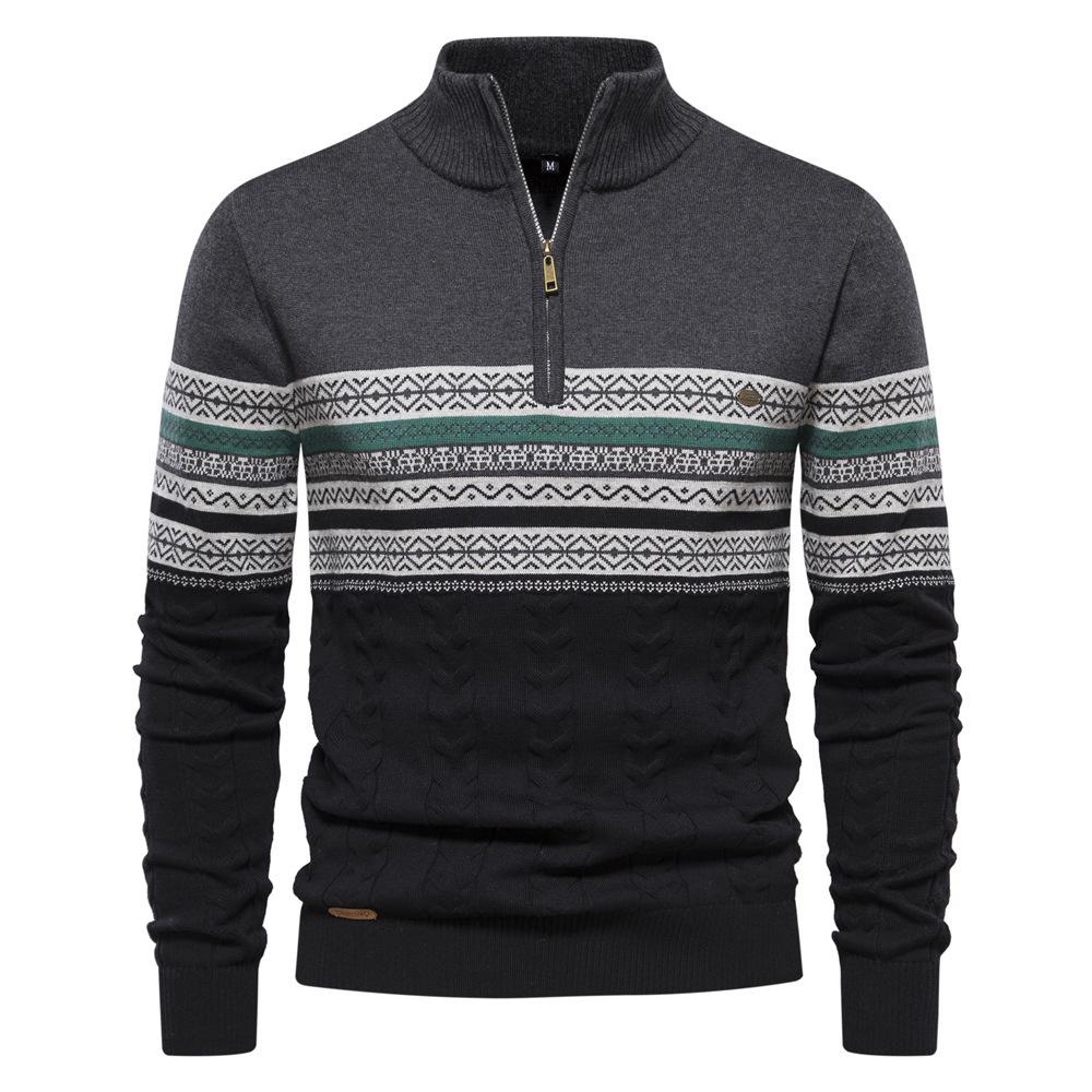 

2026 Autumn/Winter Trend: Men s Oversized European-Style Sweater with Stand-up Collar & Half-Zip - High-Quality, Versatile Knitwear. M темно-серого