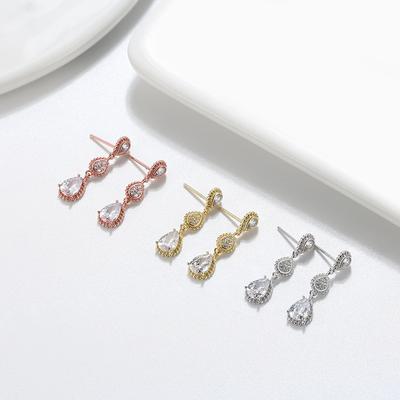 Schmuck S925 Sterling Silber Gold 4A Wassertropfen Ohrringe Zirkon Temperament Intarsien Diamant Ohrringe