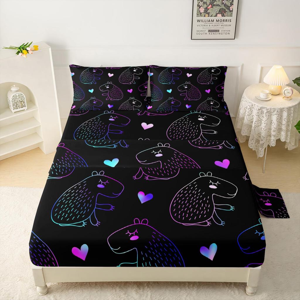 Ice Hockey Player Pattern Sheet Four Piece Bedding Set Bedroom Room Dormitory Bedding Decoration