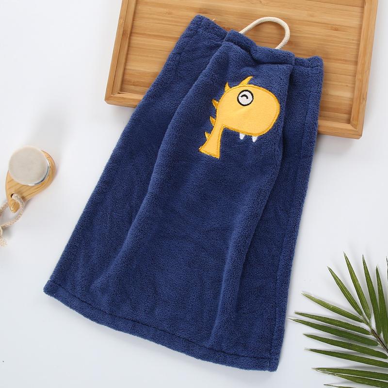 High Density Coral Velvet Cartoon Embroidery Hanging Towel Kitchen Cloth Handkerchief Absorbent Towel