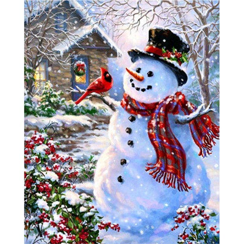 Full Round Drill Diamond Painting 5D Snowman Diamond Embroidery Winter Landscape Cross Stitch Home Decoration