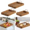Rectangular Hand Woven Serving Tray Multipurpose Decoration Vegetables Holder Kitchen Organizer Crafts for Coffee Table Home