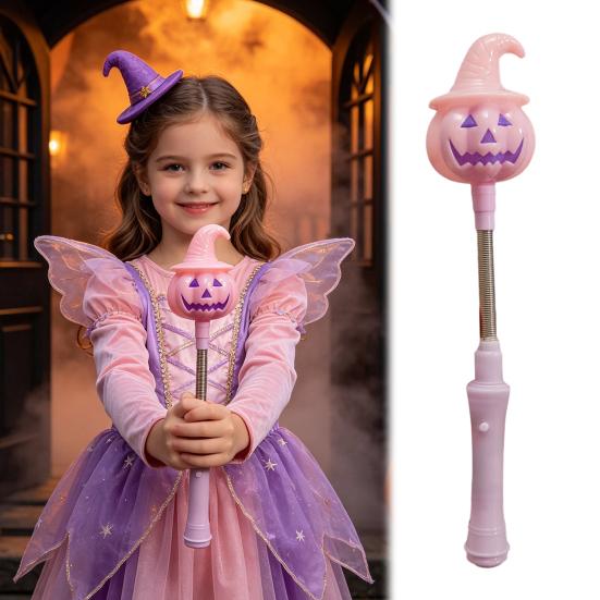Funny Wizard Hat Pumpkin Lamp Halloween Lighted Sticks, Glowing Lantern, Handheld Shaking Light Cute Night with Witch Hat, LED Spooky Party