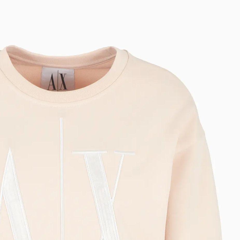 Armani Exchange SS24 Buchstabendruck Rundhals Langarm Sweatshirt Damen Sweatshirt Hellrosa 8NYM02-YJ68Z-14BD