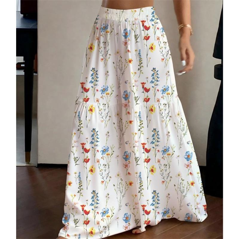 Pantalon Floral d'Été pour Femme, Taille Haute, Ample, Fin, Jambe Large, Élégant, Amincissant, Pantalon Droit Polyvalent