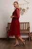 Women's Big Size Dress Green Lined Polka Dot Tulle Plus Size Belted Dress