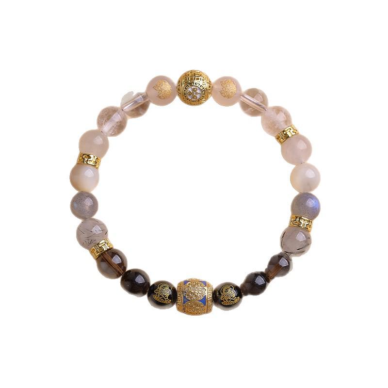 Five Elements Crystal Bracelet: Gold, Water, Earth, Wood, Fire - Wealth-Attracting Natural Crystal Agate Bracelet