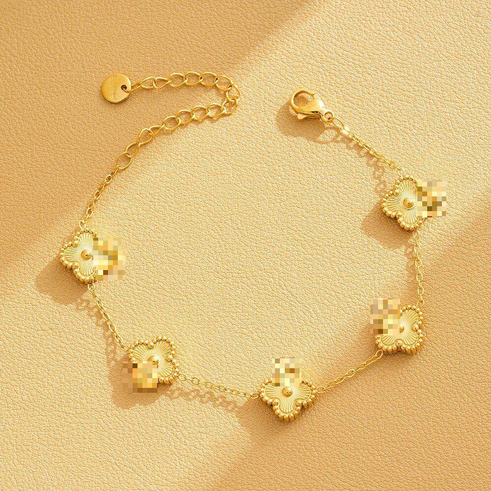 High-End Titanium Steel Four-Leaf Clover Bracelet with Shell Pendant – Durable, Fade-Resistant Design