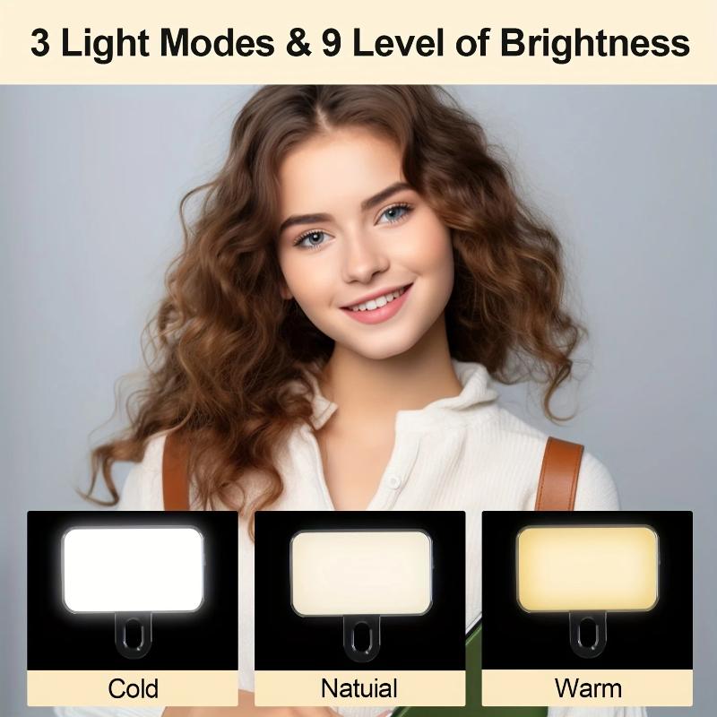 Portable Mini Selfie Fill Light Rechargeable 3 Modes Adjustable Brightness Clip On For Mobile Phone Computer Fill Light