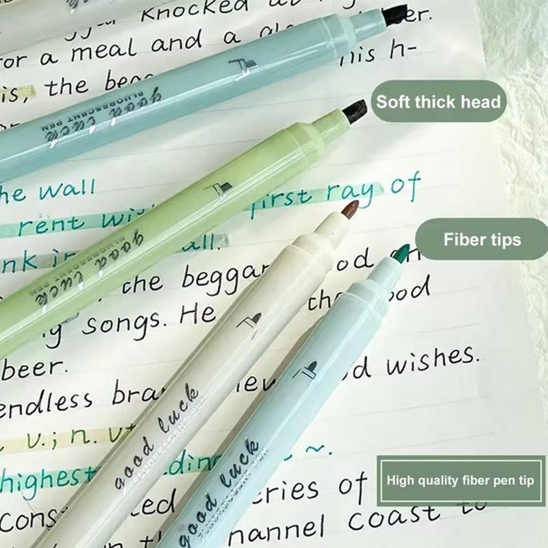 4Pcs Highlighter Double Head Marker Pen High-Value Gradient Color Student Markers Cute Highlighters Stationery Supply