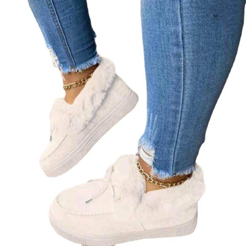 Winter round head thick sole velvet thickened warm cotton shoes women's large size sewing shoes snow boots Doudou shoes