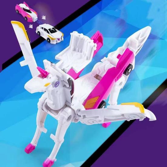 2Pcs/Set Transformable Flying Horse Car Toy Collision Deformation 2-In-1 Mini Vehicle Educational Transforming