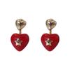 Exquisite Red Heart & Star Dangle Earrings for Women - Ankara Design