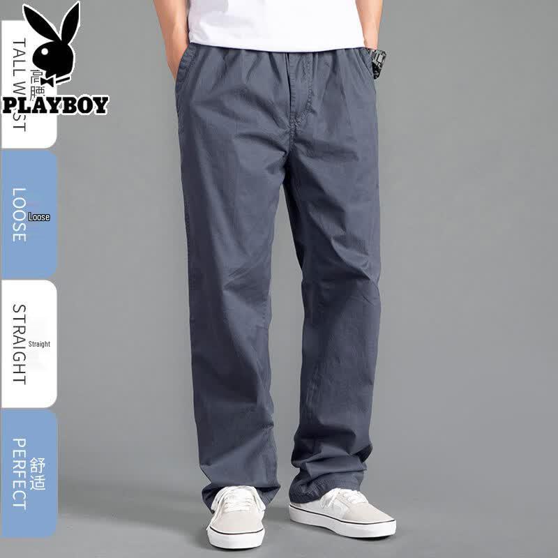 PLAYBOY Men's Summer Breathable Loose Straight Casual Pants
