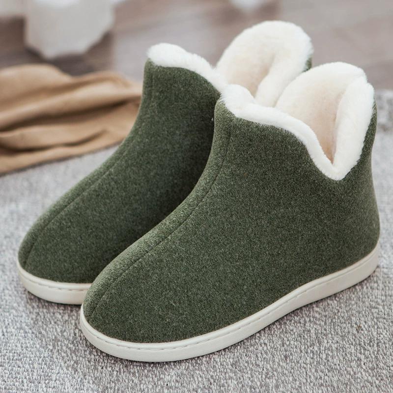 Warm Cotton Shoes Lightweight Indoor Thickened Fleece and Furry Shoes High-top Warmth Non-slip Cotton Slippers Snow Boots