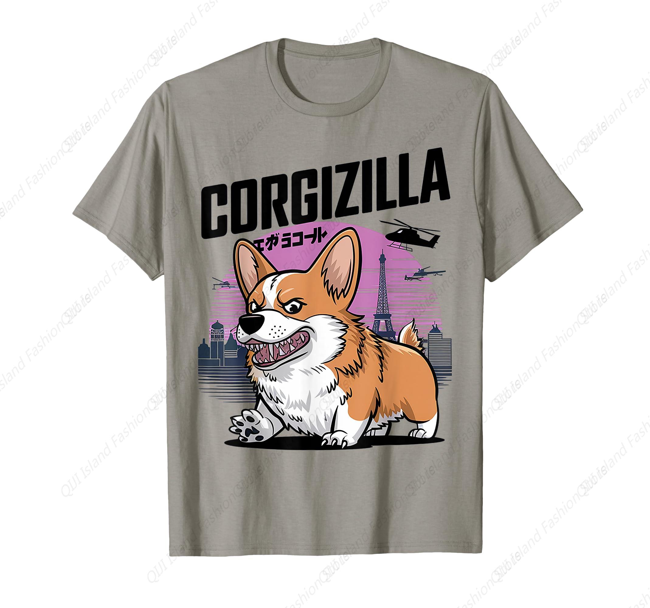 Puppy Dog CorgiZilla Japanese Art Corgi TShirt S