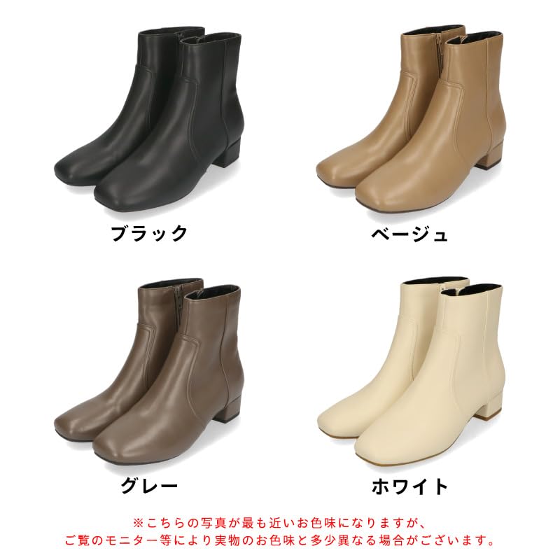 Short Boots Boots Side Switching Chunky Heel Square Toe Soft Cm [Oriental Traffic] Women's BLACK(23AW) 23.0~23.5