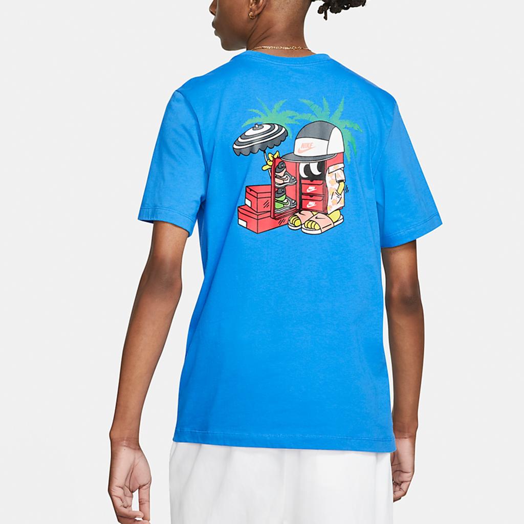 Nike Sportswear Shoe Printing Sports Round Neck Short Sleeve Blue Men's DD1261-435