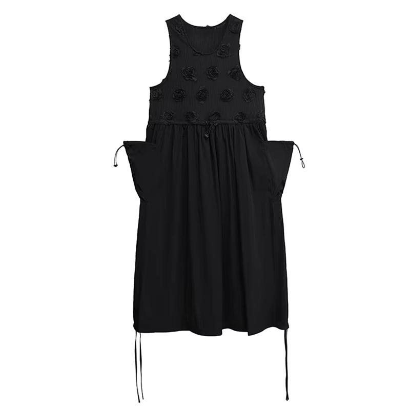 

Xitao Свободное платье в стиле пэчворк с цветочным принтом HQQ2468 One Size чёрный