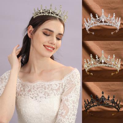 Semi Round Water Diamond Crown Headband Headwear Princess Bride Wedding Crown Headwear Wedding Dress and Evening Gown Accessories