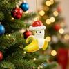 Festive Party Decoration Banana Christmas Ornament with Red Hat 3D Anthropomorphic Figurine Synthetic Resin Pendant Hanging Lanyard Home