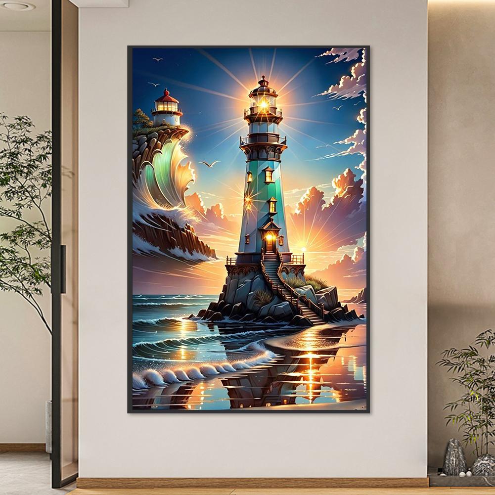 Sada malování podle čísel na plátně DIY olej Art Lighthouse Picture Home Decor55x85cm
