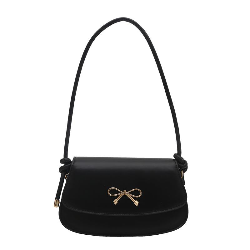Korean Niche Bow Women's Bag New Trendy and Fashionable Shoulder Bag French Solid Color Underarm Bag