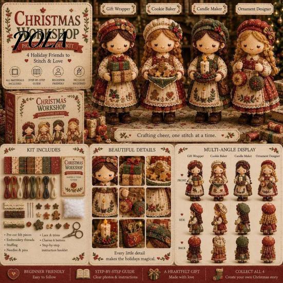 DIY Patchwork Kit Girl Kit, 3D Doll Sewing Craft Set with Pre-Cut Fabric Thread Needles, Cute for Home Decor Handmade Gift Starter