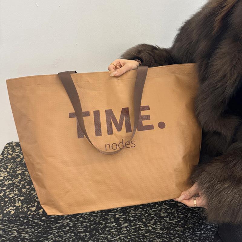 Coffee Color, English Woven Bag, Clothing Store, Handbag, Shopping Bag, Large Gift Bag, Thickened, Packaging Bag, Plastic Bag