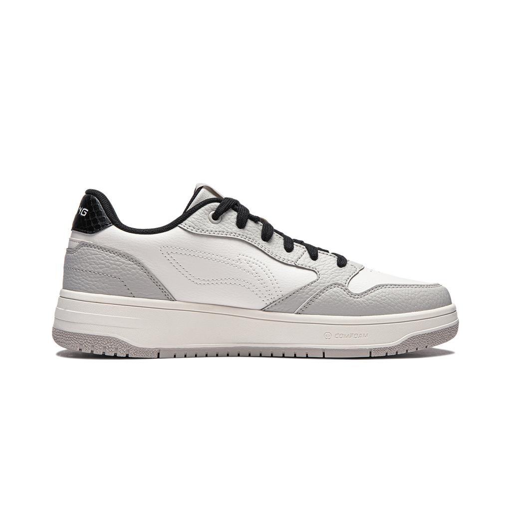 Li Ning Tianji Soft Slip Resistant Cushioning Abrasion Resistant Low top Skateboard Shoes Men's White Gray Black AGCU271-3