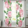 Pink Rose Flowers Tulle Curtains for Living Room Bedroom Window Sheer Curtains Kitchen Balcony Voile Curtains