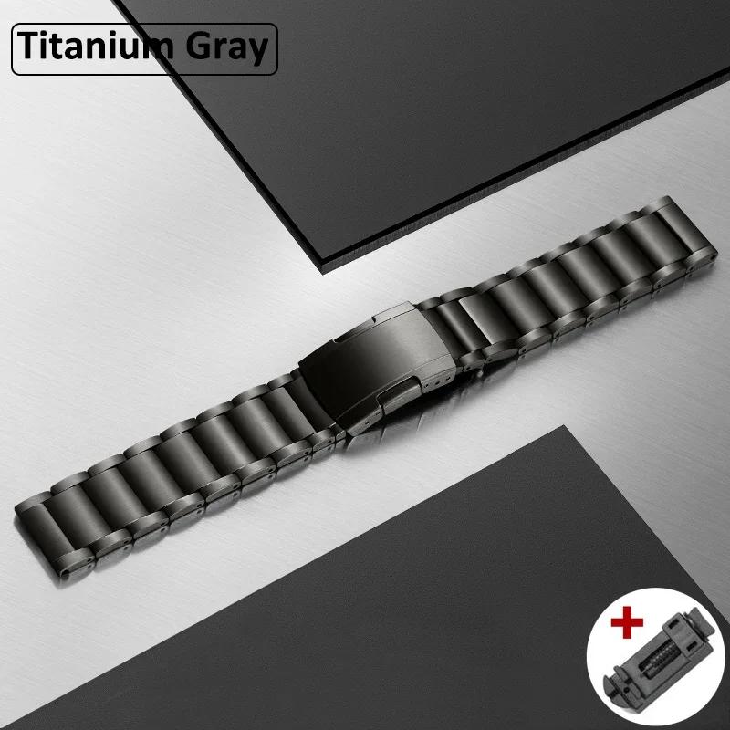 Титановый ремешок 20 мм 22 мм для Huawei GT5 Pro GT4/3 46 мм Роскошный браслет для Samsung Galaxy Watch 7 6 5 4 40 мм 44 мм Ремешок для Seiko 20mm universal серый
