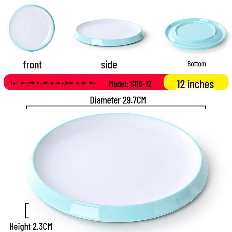 Nordic Round Melamine Shallow Plate for Buffets and Stir-Fry Dishes