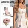 Magnetic Closure Cover for Phone 16 Series Kickstand Case with Card Holder Lanyard Shoulder Strap